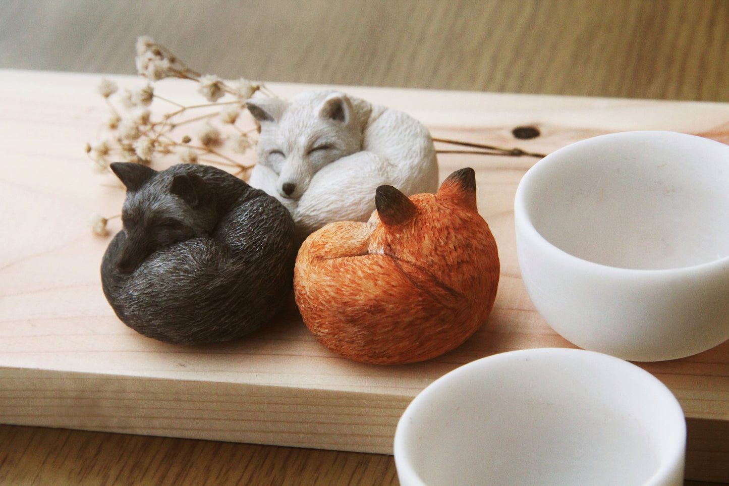 Fox in Teacup Figurine - White