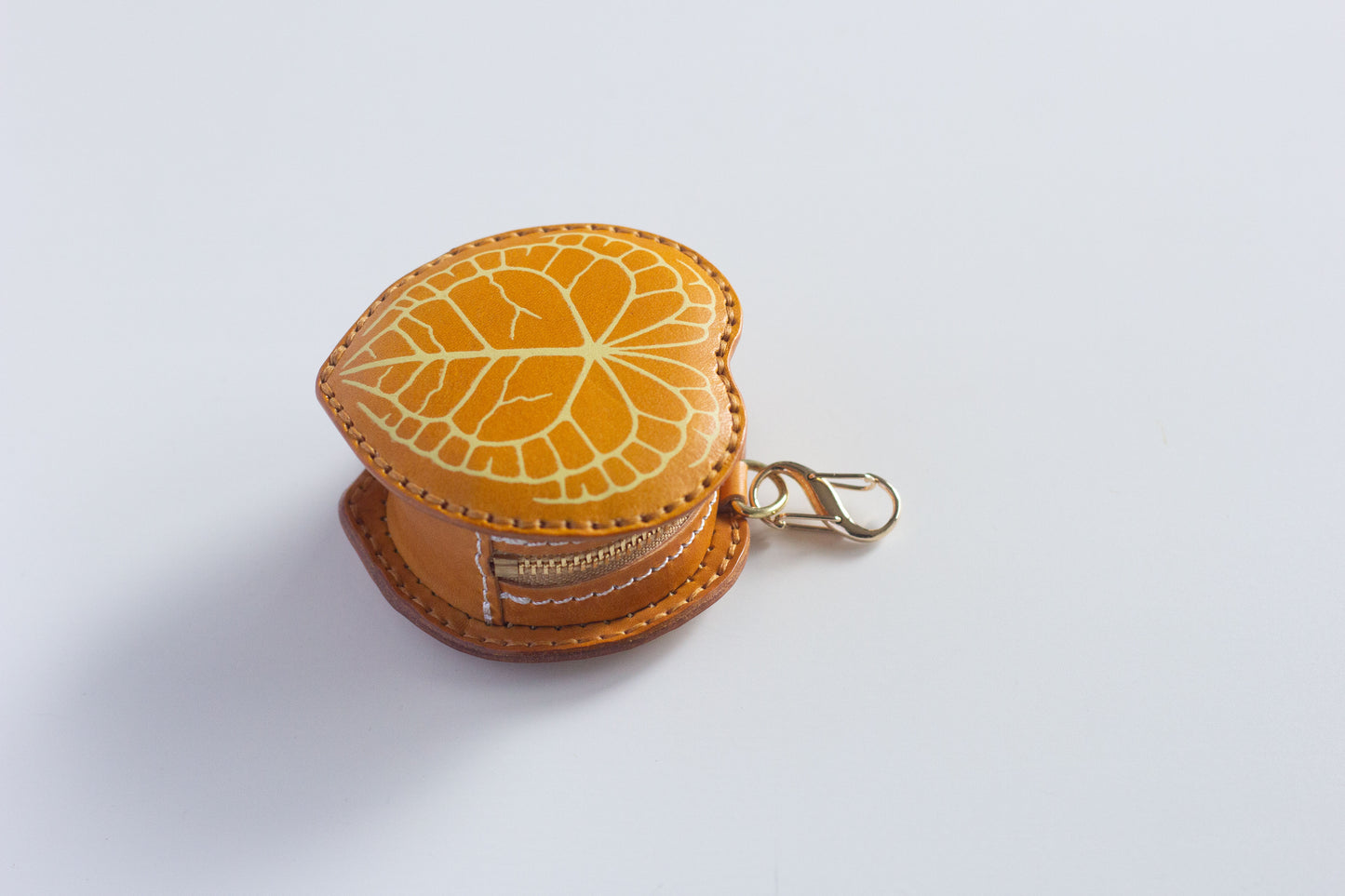 Anthurium Clarinervium Leather Coin Pouch Charm with Zip Closure