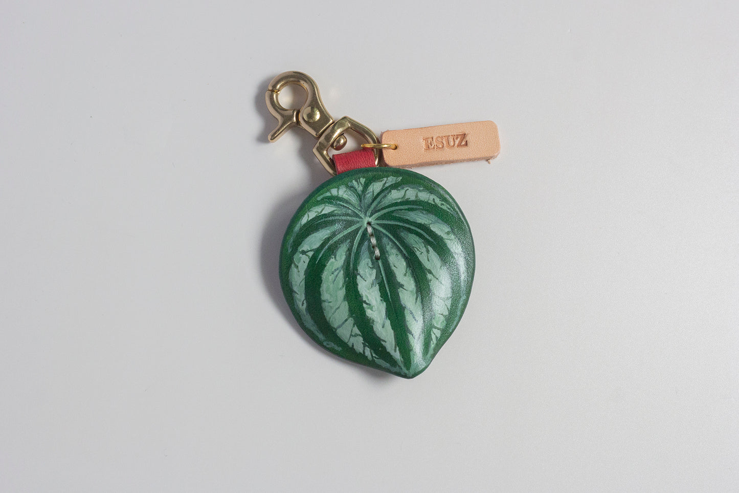 Watermelon Peperomia Leather Bag Charm