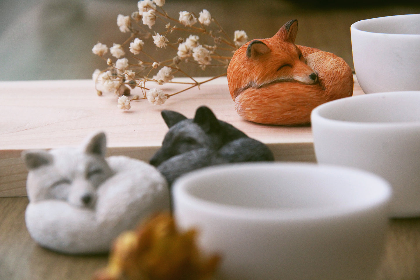 Fox in Teacup Figurine - Red / Orange