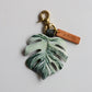 Monstera Deliciosa var Borsigiana 'Albo' Variegated Leather Bag Charm