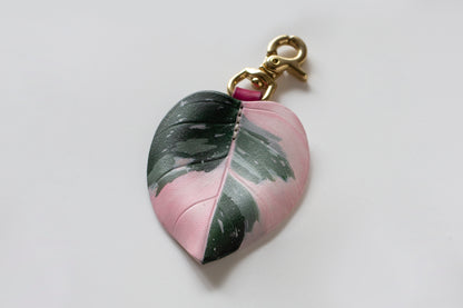 Philodendron Pink Princess Leather Bag Charm