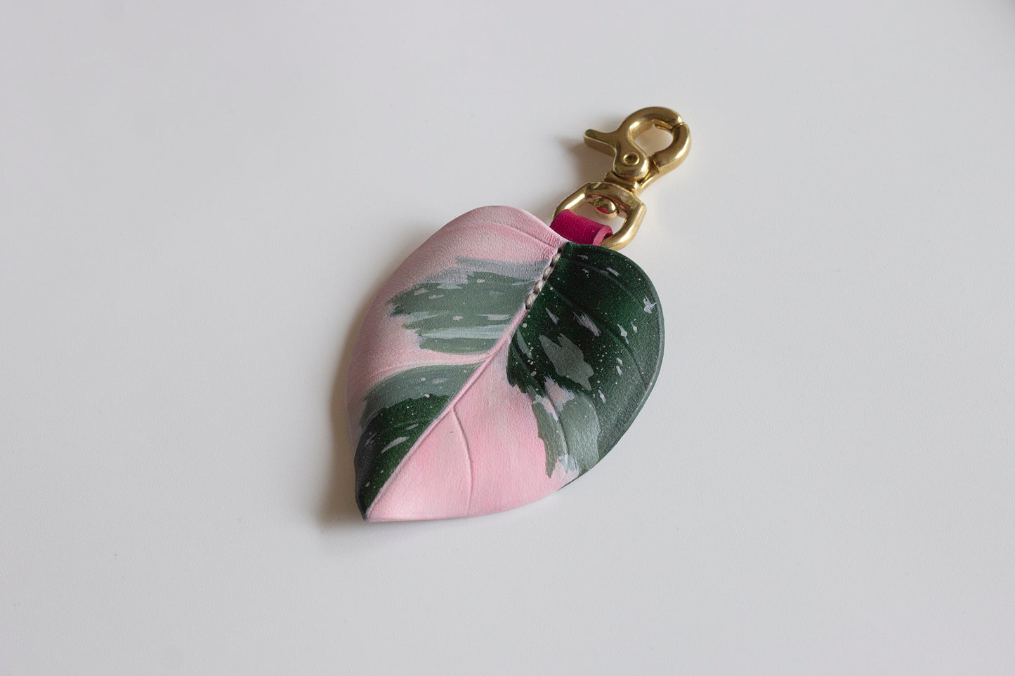 Philodendron Pink Princess Leather Bag Charm