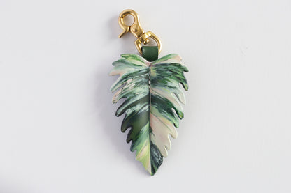 Philodendron Caramel Marble Leather Bag Charm