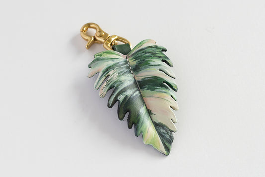 Philodendron Caramel Marble Leather Bag Charm