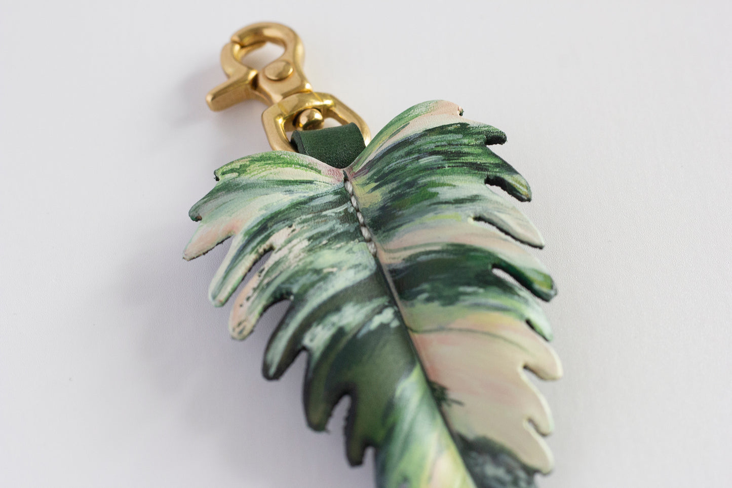 Philodendron Caramel Marble Leather Bag Charm