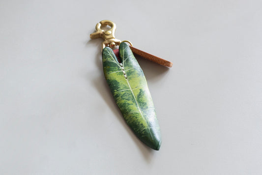 Philodendron Billietiae Variegated Leather Bag Charm