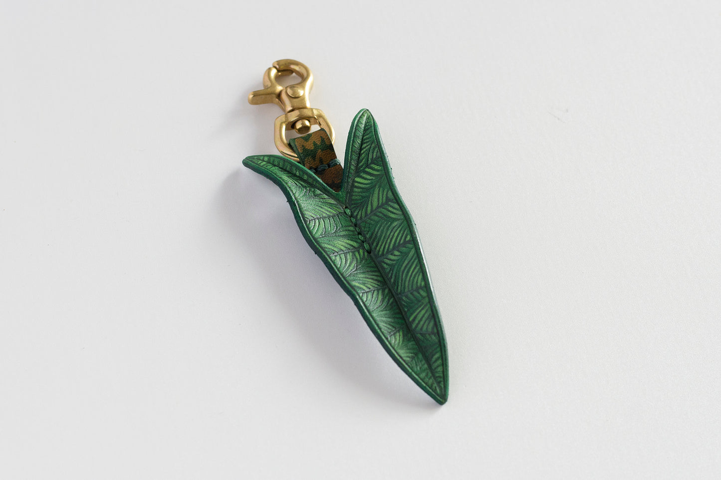 Alocasia Zebrina Reticulata Leather Bag Charm