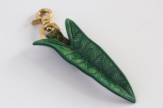 Alocasia Zebrina Reticulata Leather Bag Charm