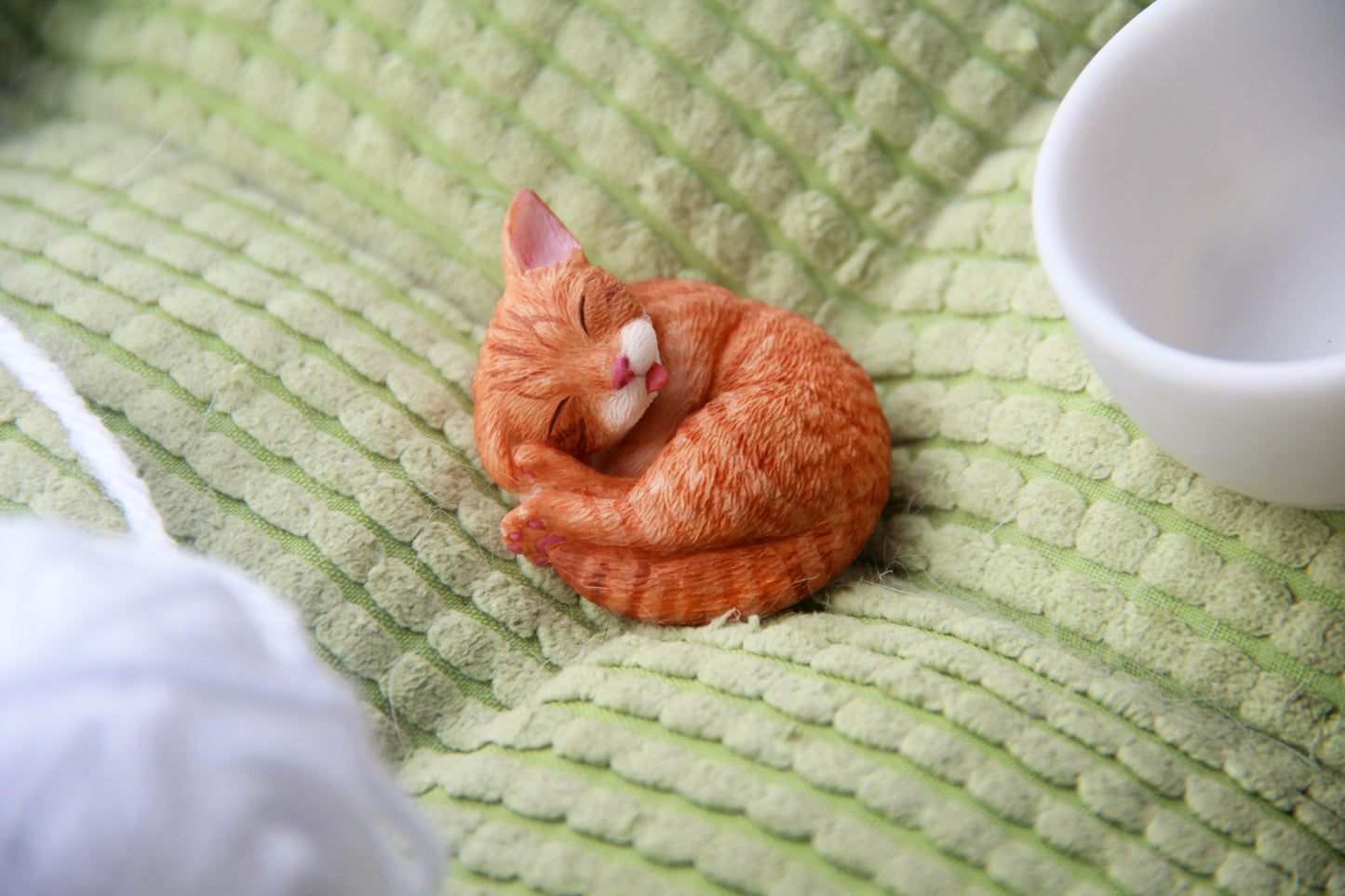 Cat in Teacup Figurine - Orange Tabby