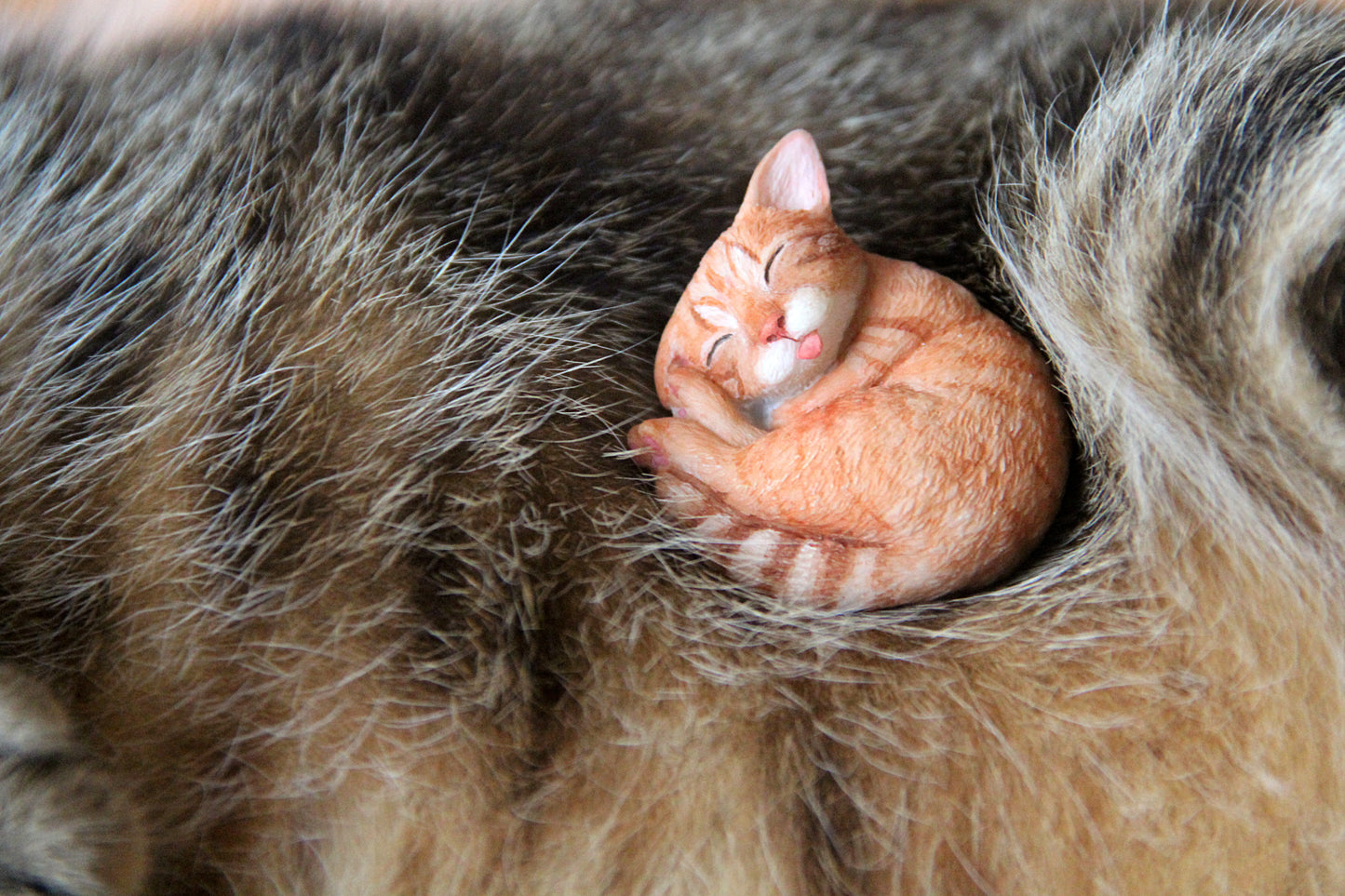 Cat in Teacup Figurine - Orange Tabby