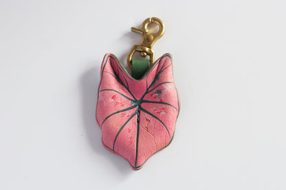 Strawberry Star Pink Caladiums Leather Bag Charm