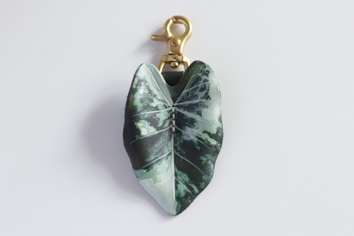 Alocasia Macrorrhiza Variegated Leather Bag Charm