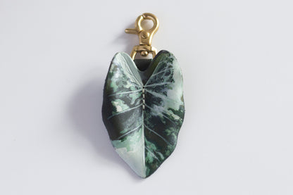 Alocasia Macrorrhiza Variegated Leather Bag Charm