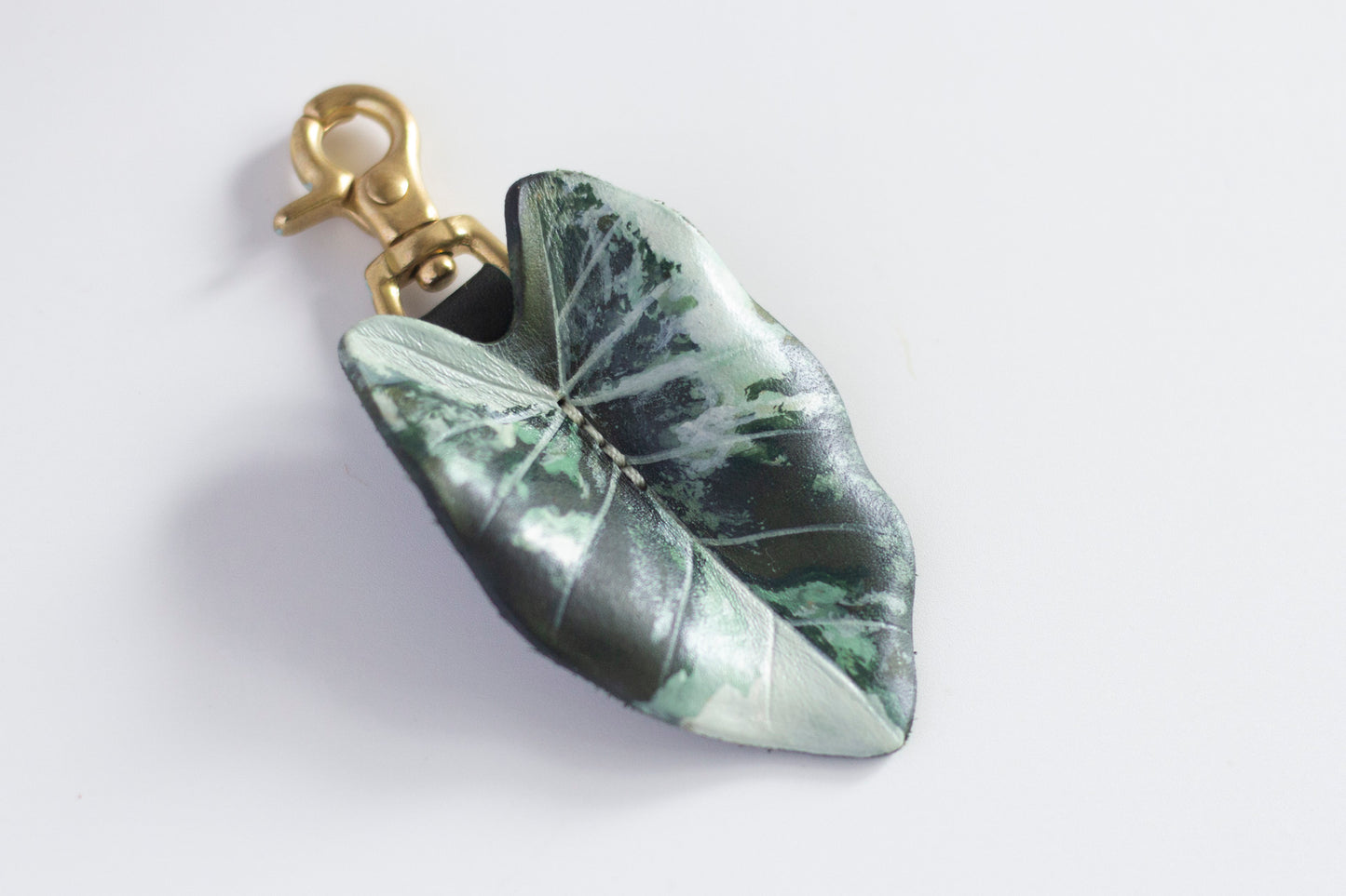 Alocasia Macrorrhiza Variegated Leather Bag Charm