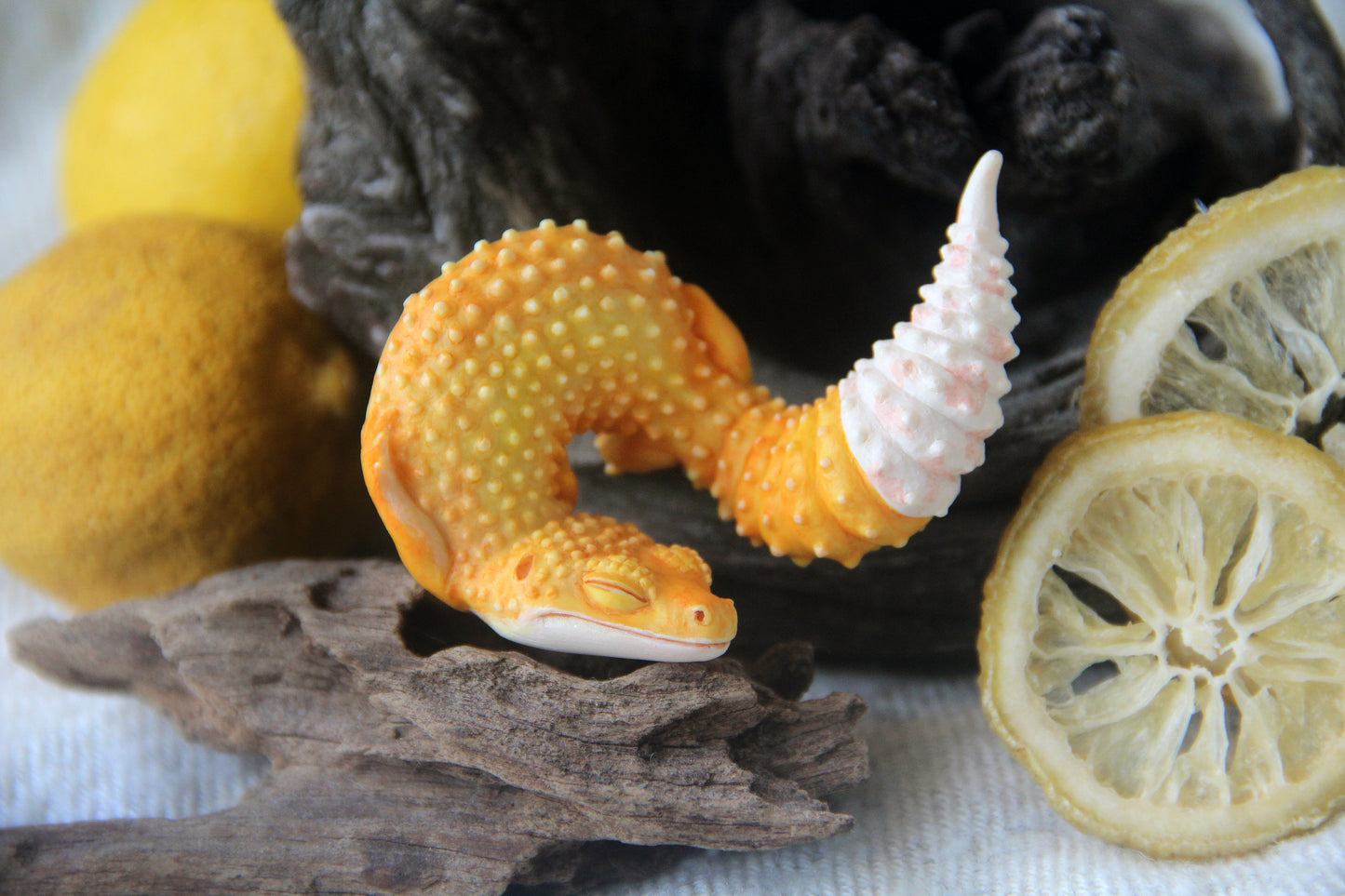 Gecko in Teacup Figurine - Leopard Gecko Nova