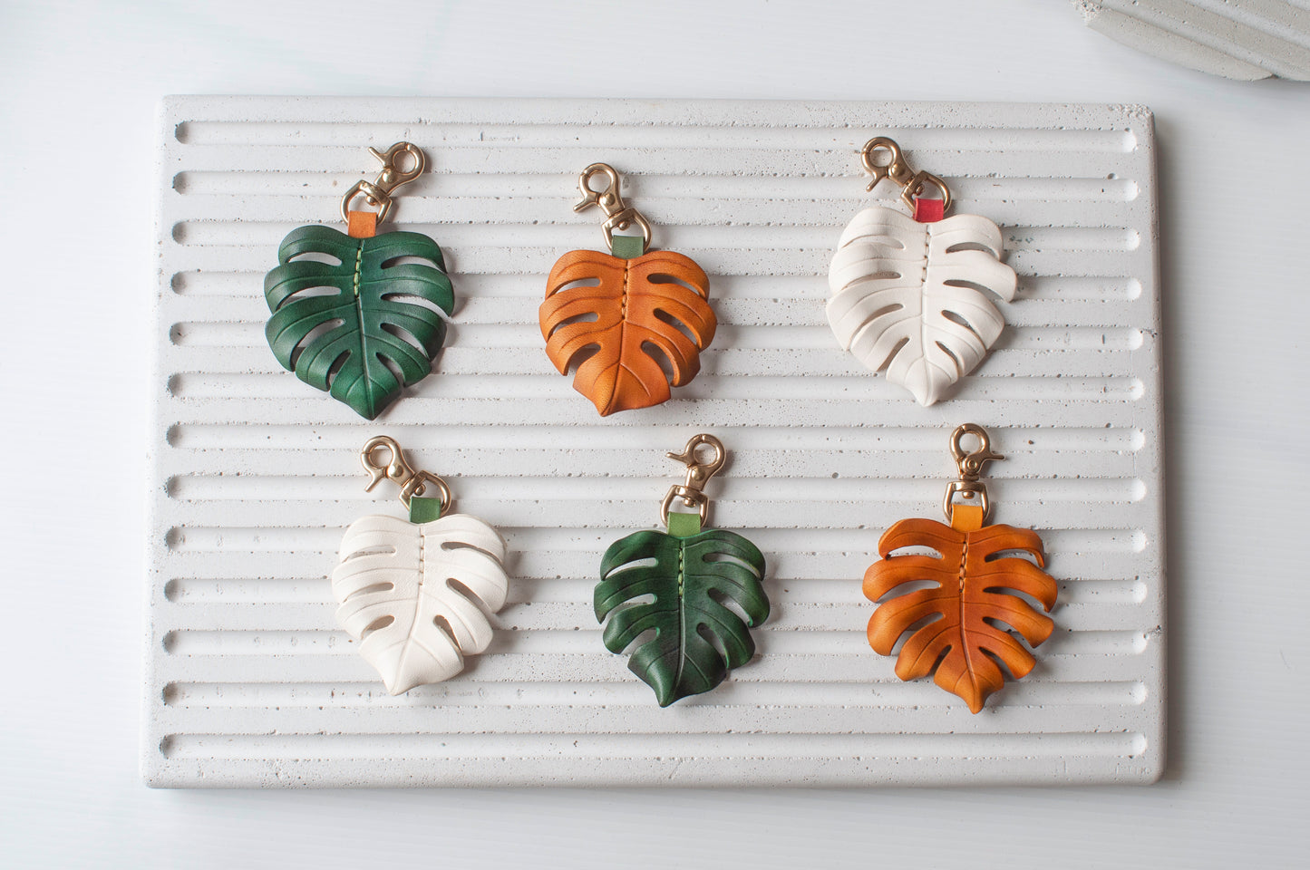 Monstera Deliciosa Leather Bag Charm