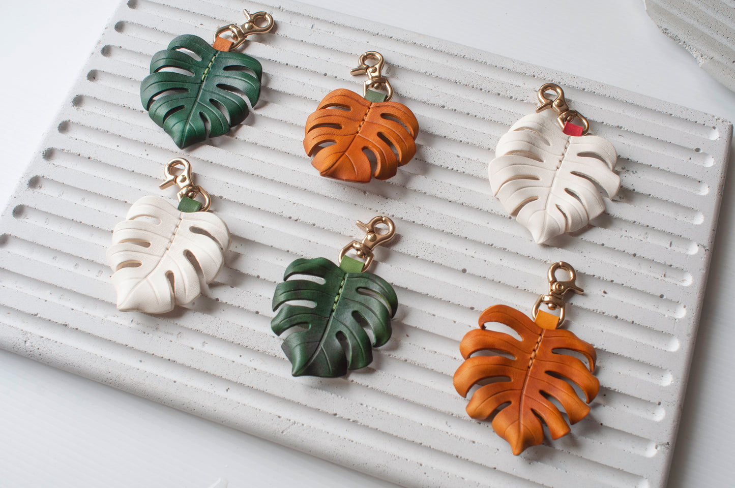 Monstera Deliciosa Leather Bag Charm